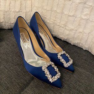 BADGLEY MISCHKA Women's Carrie Crystal-Embellished Kitten Heel Pumps Size 8